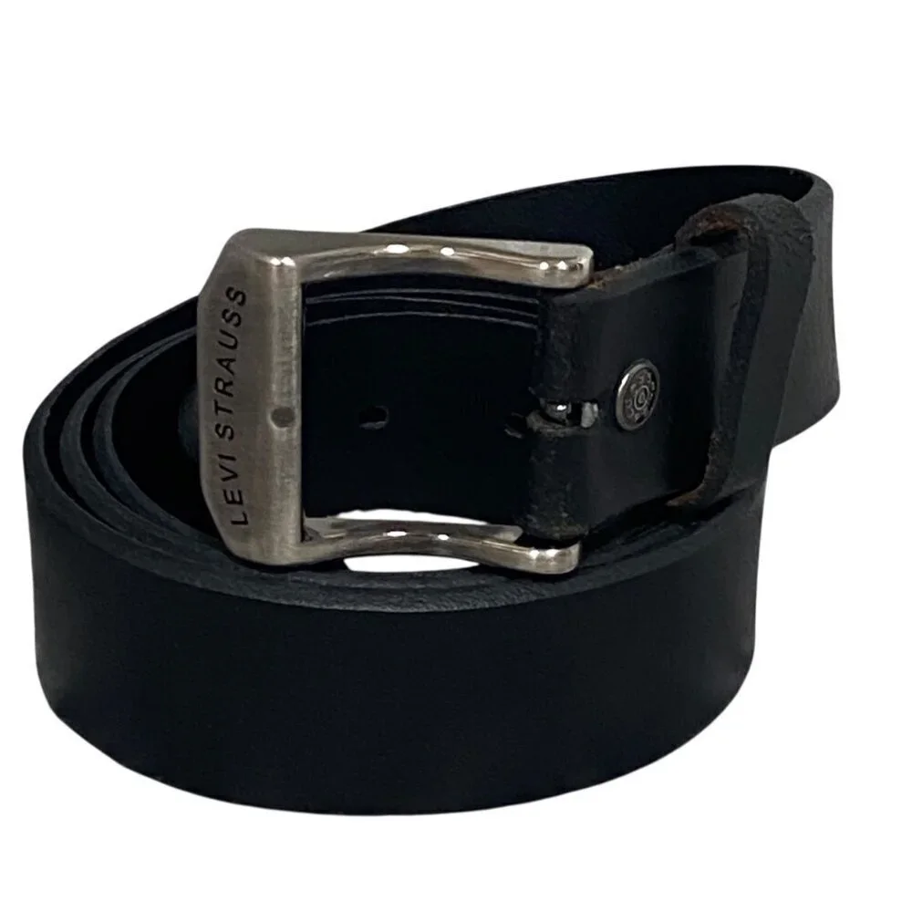 Levi Strauss Mens Leather Black Belt Size 42-44